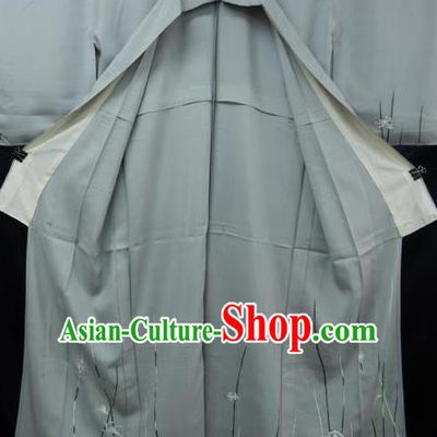 Japanese Traditional Grey Yukata Robe Japan Samurai Haori Apparel Kimono Clothing for Men