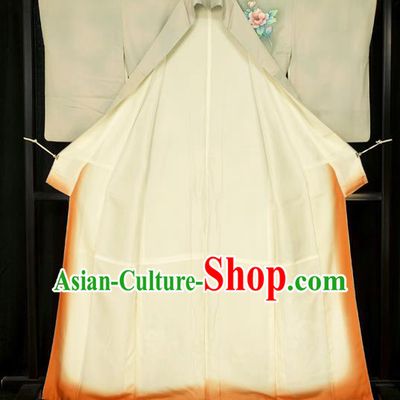Traditional Japan Costume Printing Flowers Furisode Kimono Japanese Geisha Yukata Dress for Women