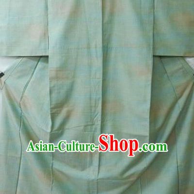 Asian Japan Green Furisode Kimono Palace Costume Traditional Japanese Yukata Dress for Women