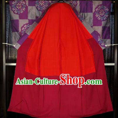 Japanese Traditional Purple Hakama Kimono Japan Haori Apparel Yukata Robe Costume for Men