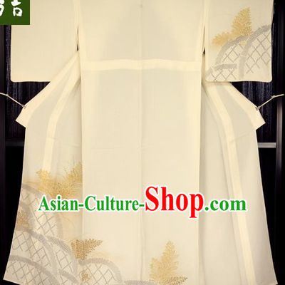 Japanese Traditional Beige Hakama Kimono Japan Haori Apparel Yukata Robe Costume for Men