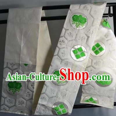 Traditional Japanese Kimono White Brocade Belts Kimonos Yukata Waistband for Women