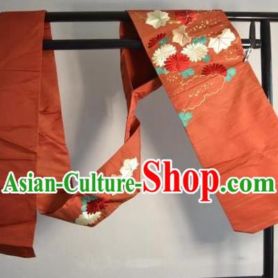 Traditional Japanese Kimono Red Belts Kimonos Yukata Brocade Waistband for Women