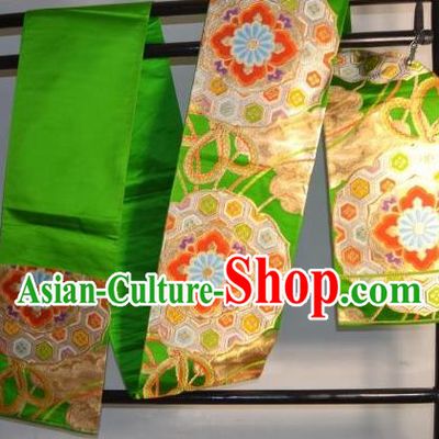 Traditional Japanese Kimono Wedding Green Belts Kimonos Yukata Brocade Waistband for Women