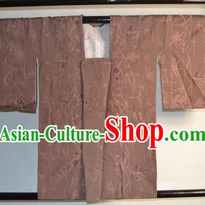 Japanese Traditional Hakama Kimono Japan Brown Haori Shirts Apparel Yukata Costume for Men