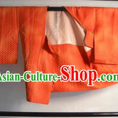 Japanese Traditional Hakama Kimono Japan Orange Haori Shirts Apparel Yukata Costume for Men