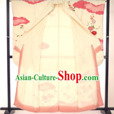 Asian Japan Courtesan Furisode Kimono Formal Costume Traditional Japanese Yukata Dress for Women