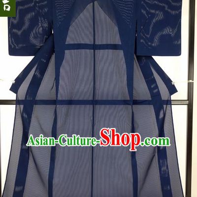 Japanese Traditional Formal Costume Blue Gauze Haori Hakama Kimono Japan Apparel Yukata Costume for Men