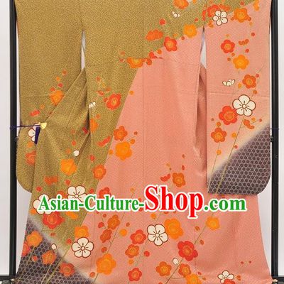 Japan Traditional Formal Costume Pink Furisode Kimono Japanese Yukata Dress for Women