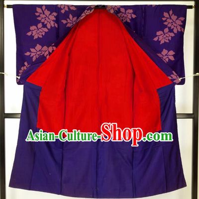Japanese Traditional Purple Kimono Formal Costume Haori Hakama Apparel Yukata Costume for Men