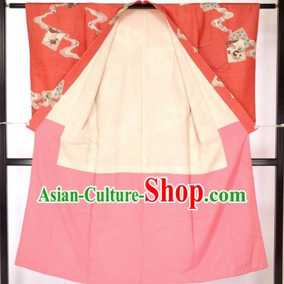 Japan Traditional Palace Red Kimono Furisode Kimonos Yukata Dress Formal Costume for Women