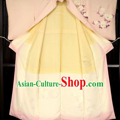Japan Traditional Palace Iromuji Kimono Pink Furisode Kimonos Yukata Dress Formal Costume for Women