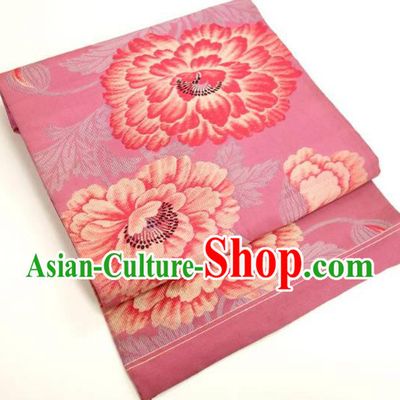 Traditional Japanese Kimonos Embroidered Pink Belts Yukata Waistband for Women