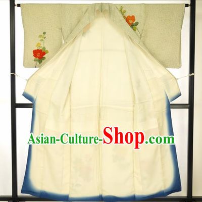 Japan Ancient Printing Flowers Furisode Kimonos Traditional Female Yukata Dress Formal Costume for Women