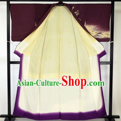 Japanese Vintage Purple Kimono Formal Costume Hakama Apparel Robe Yukata Costume for Men