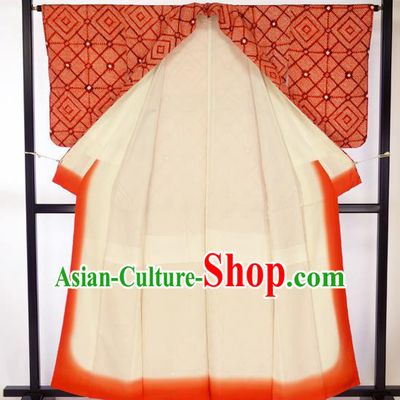 Japan Traditional Red Furisode Kimonos Ancient Yukata Dress Formal Costume for Women