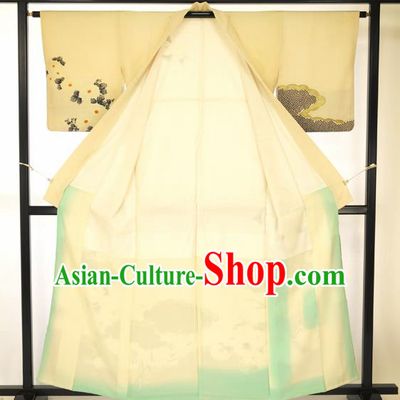 Japan Traditional Ink Painting Furisode Kimonos Ancient Yukata Dress Formal Costume for Women