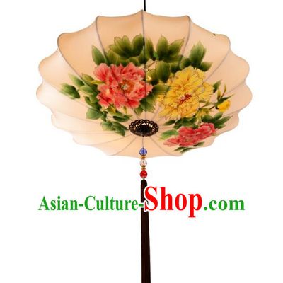 Handmade Traditional Chinese Ancient Lantern Ceiling Lanterns Hand Painting Peony Lanern