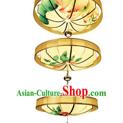 Handmade Traditional Chinese Ancient Lantern Ceiling Lanterns Hand Painting Lotus Lanern