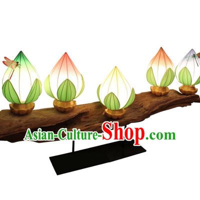 Handmade Traditional Chinese Lotus Lantern Desk Lamp New Year Lantern