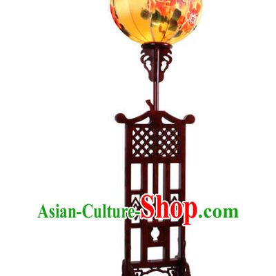Handmade Traditional Chinese Lantern Floor Lamp Hand Painting Peony Lantern