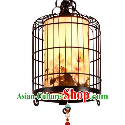 Traditional Chinese Ancient Palace Lantern Iron Birdcage Ceiling Lanterns Hanging Lanern