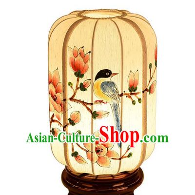Handmade Traditional Chinese Lantern Hand Painting Flowers Bird Desk Lamp Palace Lantern