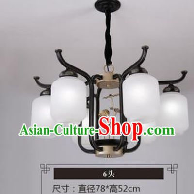 Asian China Traditional Handmade Lantern Six-Pieces Ceiling Lamp Ancient Palace Lanern