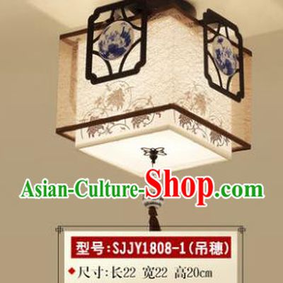 Asian China Traditional Handmade Lantern Blue and White Porcelain Ceiling Lamp Ancient Palace Lanern