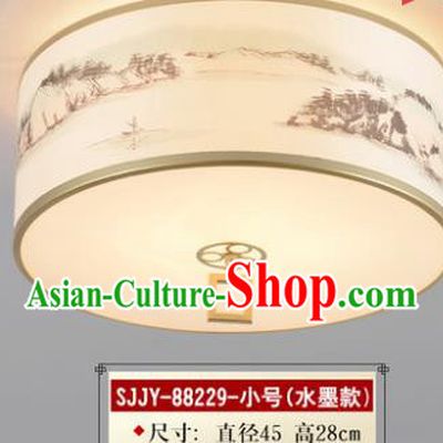 Asian China Traditional Handmade Lantern Ink Painting Ceiling Lamp Ancient Palace Lanern