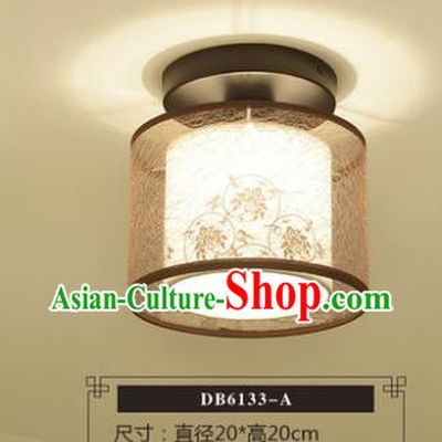 Traditional Chinese Handmade Lantern Classical Printing Lotus Ceiling Lamp Ancient Lanern