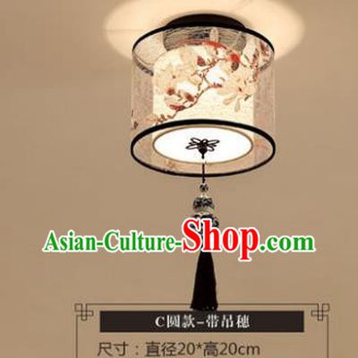 Traditional Chinese Handmade Lantern Classical Magnolia Ceiling Lamp Ancient Round Lanern