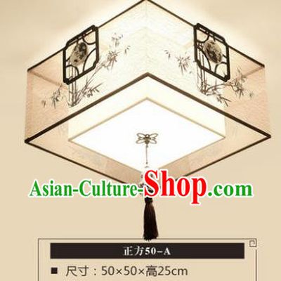 Traditional Chinese Handmade Lantern Classical Bamboo Square Ceiling Lamp Ancient Lanern