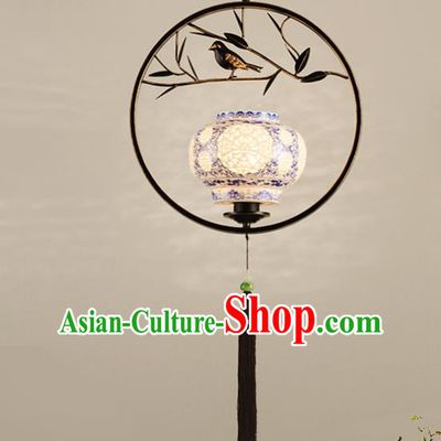 Traditional Chinese Handmade Lantern Classical Ceiling Lamp Ancient Black Frame Hanging Lanern