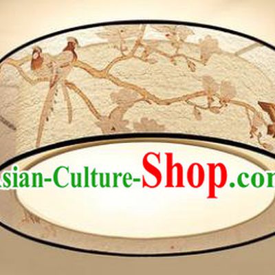 Chinese Traditional Handmade Printing Magnolia Round Lantern Classical Lamp Ancient Palace Ceiling Lanern