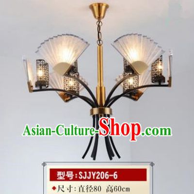Asian China Traditional Handmade Lantern Sector Ceiling Lamp Ancient Palace Lanern