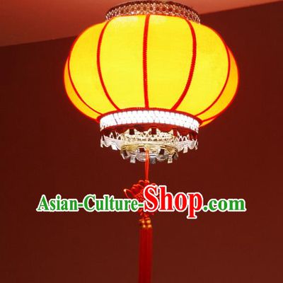 Asian China Traditional Handmade Lantern New Year Yellow Parchment Lanterns Ceiling Lamp Ancient Palace Lanern