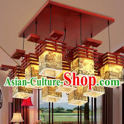 China Traditional Handmade Parchment Lantern Palace Wood Hanging Lanterns Ceiling Lamp Ancient Lanern