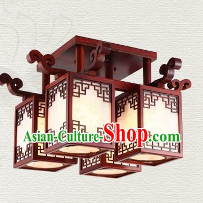China Traditional Handmade Wood Lantern Four-pieces Palace Lanterns Ceiling Lamp Ancient Lanern