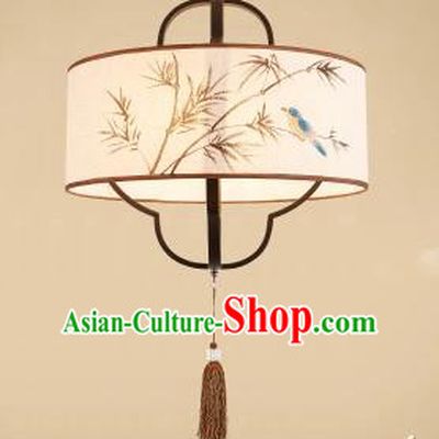 Traditional China Handmade Printing Bamboo Birds Lantern Ancient Lanterns Palace Ceiling Lamp