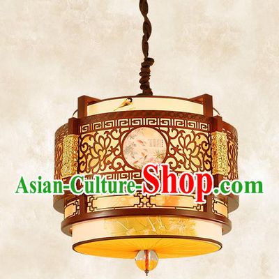 China Traditional Handmade Ancient Printing Lantern Palace Wood Hanging Lanterns Ceiling Lamp