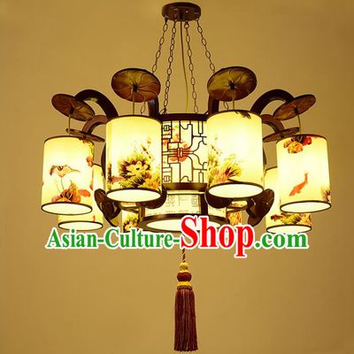 China Traditional Handmade Ancient Eight-pieces Lantern Palace Wood Hanging Lanterns Ceiling Lamp
