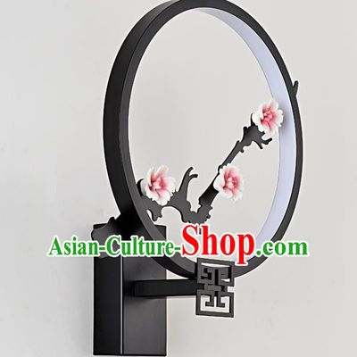 Traditional Asian China Style Black Lanterns Chinese Ancient Plum Blossom Wall Lamp Palace Lantern