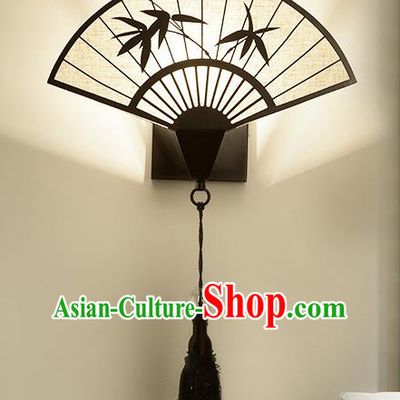 Traditional Asian China Style Fan Lanterns Chinese Ancient Bamboo Wall Lamp Palace Lantern