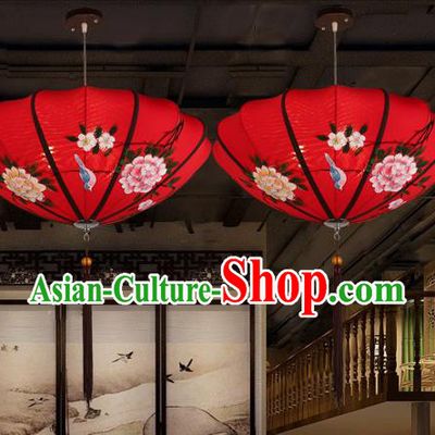 Traditional China Handmade Printing Red Lantern Ancient New Year Hanging Lanterns Palace Ceiling Lamp
