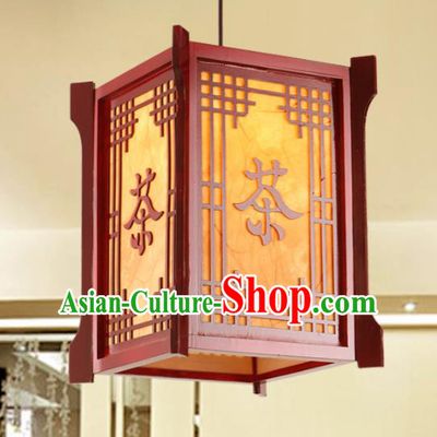 Chinese Handmade Wood Tea Lantern Traditional Palace Ceiling Lamp Ancient Hanging Lanterns