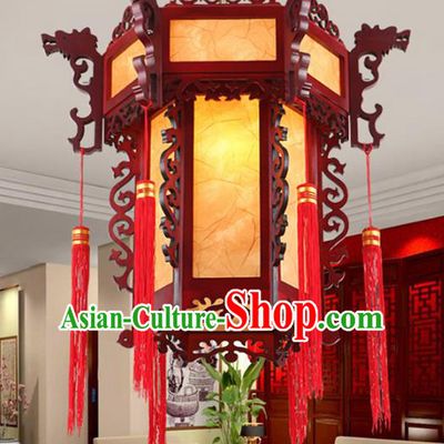 Chinese Handmade Wood Lantern Traditional Palace Hanging Ceiling Lamp Ancient Lanterns