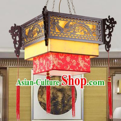 Chinese Handmade Wood Lantern Traditional Palace Parchment Hanging Ceiling Lamp Ancient Lanterns