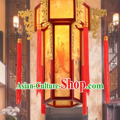 Chinese Handmade Printing Beauty Hanging Lantern Traditional Palace Ceiling Lamp Ancient Lanterns