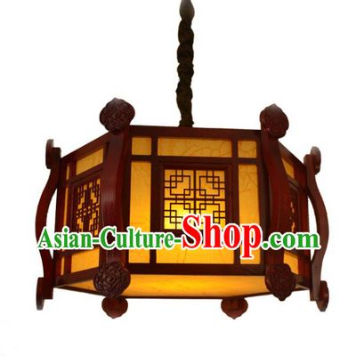 Chinese Handmade Palace Lantern Traditional Parchment Hanging Lantern Wood Ceiling Lamp Ancient Lanterns